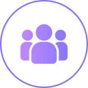Group icon with three purple figures.