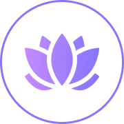 Purple lotus flower inside a circle logo.